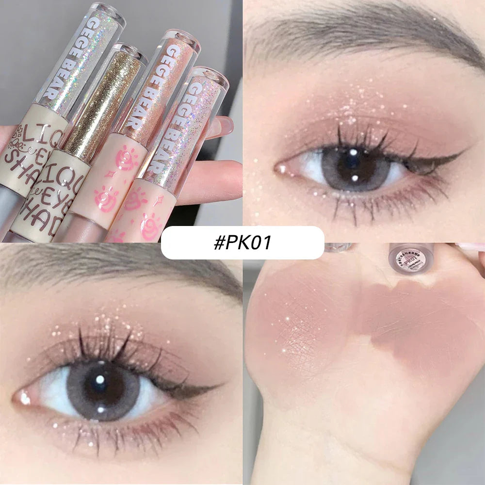 qgtao  2 In 1 Double-head Glitter Liquid Eyeshadow Brightening Lightweight Waterproof Matte Blue Lying Silkworm Highlighter Eyes Makeup