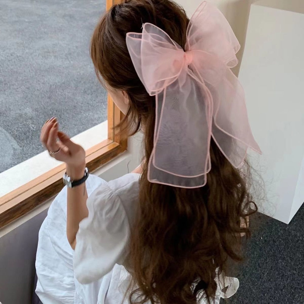 Wild Big Large Fashion Women Girls Hair Band Trendy Hairpin Casual Hair Clip Cute Ribbon Bow Ladies accessories Big Bow Barrette