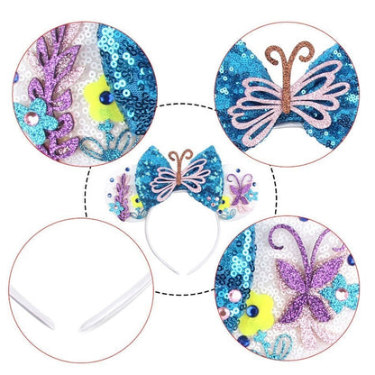 Children Hair Accessories Kids Party Encanto Headband Baby Bridesmaid Mouse Ear Hair Band Teens Wedding Sparkle Sequins Headwear