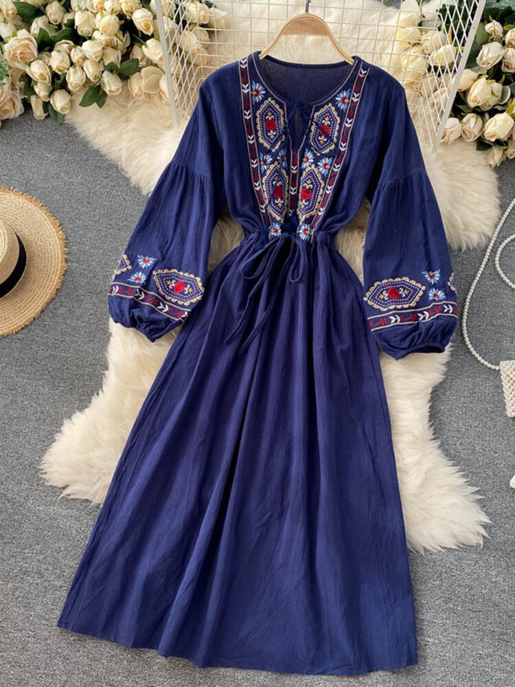 Boho embroidered long dress