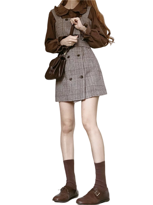 Plaid Sundress & Blouse Set