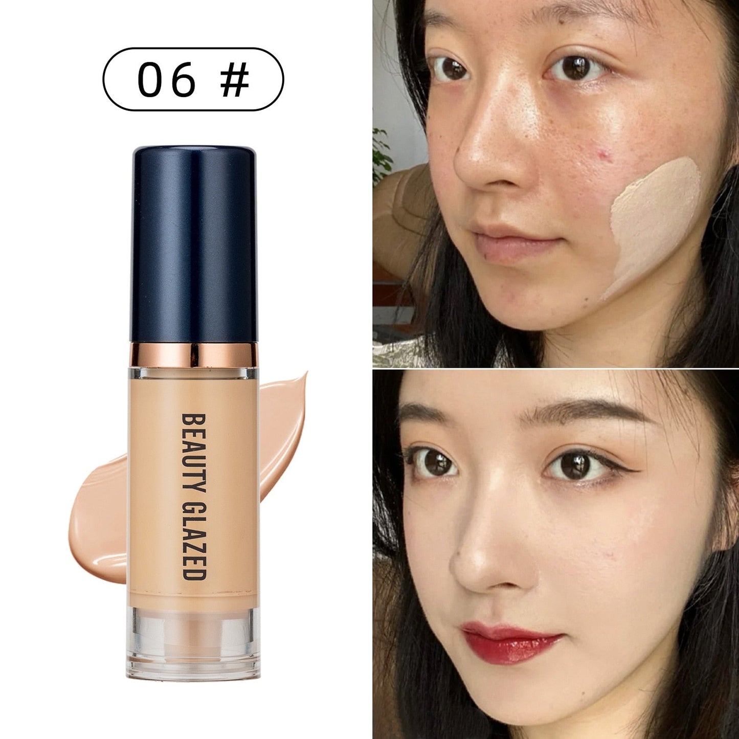 6ml Matte Liquid Foundation Cream Smooth Long Wear Oil-Control Face Foundation Full Coverage Concealer Waterproof Contour Makeup