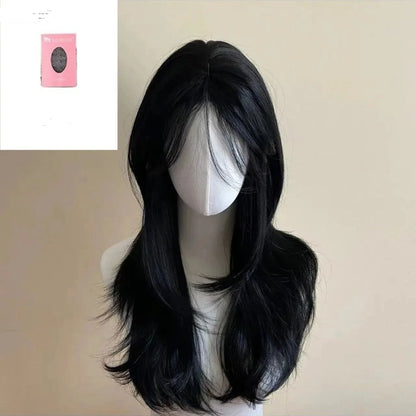qgtao  -  Black Wig Female Headband Body Wavy Rose Hair Net Models in French Bangs High Level Simulation Hair Wig