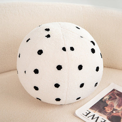 Nordic Elegant Black& WhiteCamellia Flower Cushion Good Words Pillow Stuffed Classic Dot Ball Blossom Chair Sofa Seat Home Decor