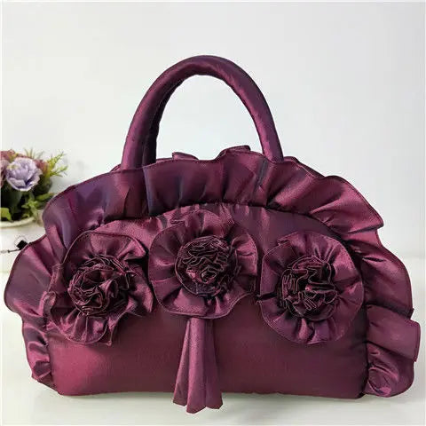 qgtao Gothic Purple Y2k Hand Bag Women New Dark Lolita Soft Chic Handle Purse Female Vintage Flower Cute Mini Bag Bolso Mujer