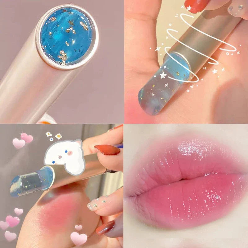 qgtao Moisturizing Lip Balm Temperature Color Change Lipstick Shinny Gold Foil Dead Skin Remove Lasting Lipstick Base Cream Lip Makeup