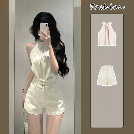 qgtao 2024 Casual Y2k Crop Tops + Mini Skirts Korean Fashion 2 Piece Sets Sexy Fashion Pant Suits Chic Outwear Even Party Clothing