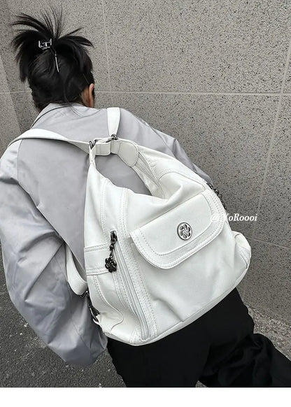 qgtao  Vintage Y2k Handbag Women High Street Pu Leather Casual Backpack Messenger Bag Female Harajuku White Mochila Aesthetic