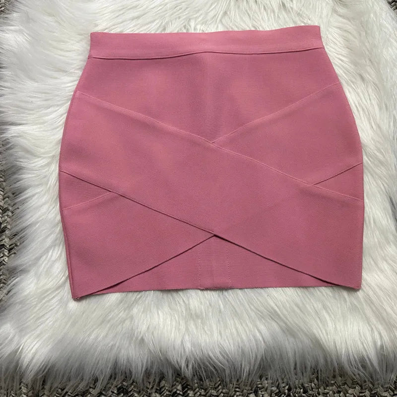 qgtao Ladies High Quality Rayon Black Thick Rayon Pencil Bandage Skirt Cute Mini Skirt