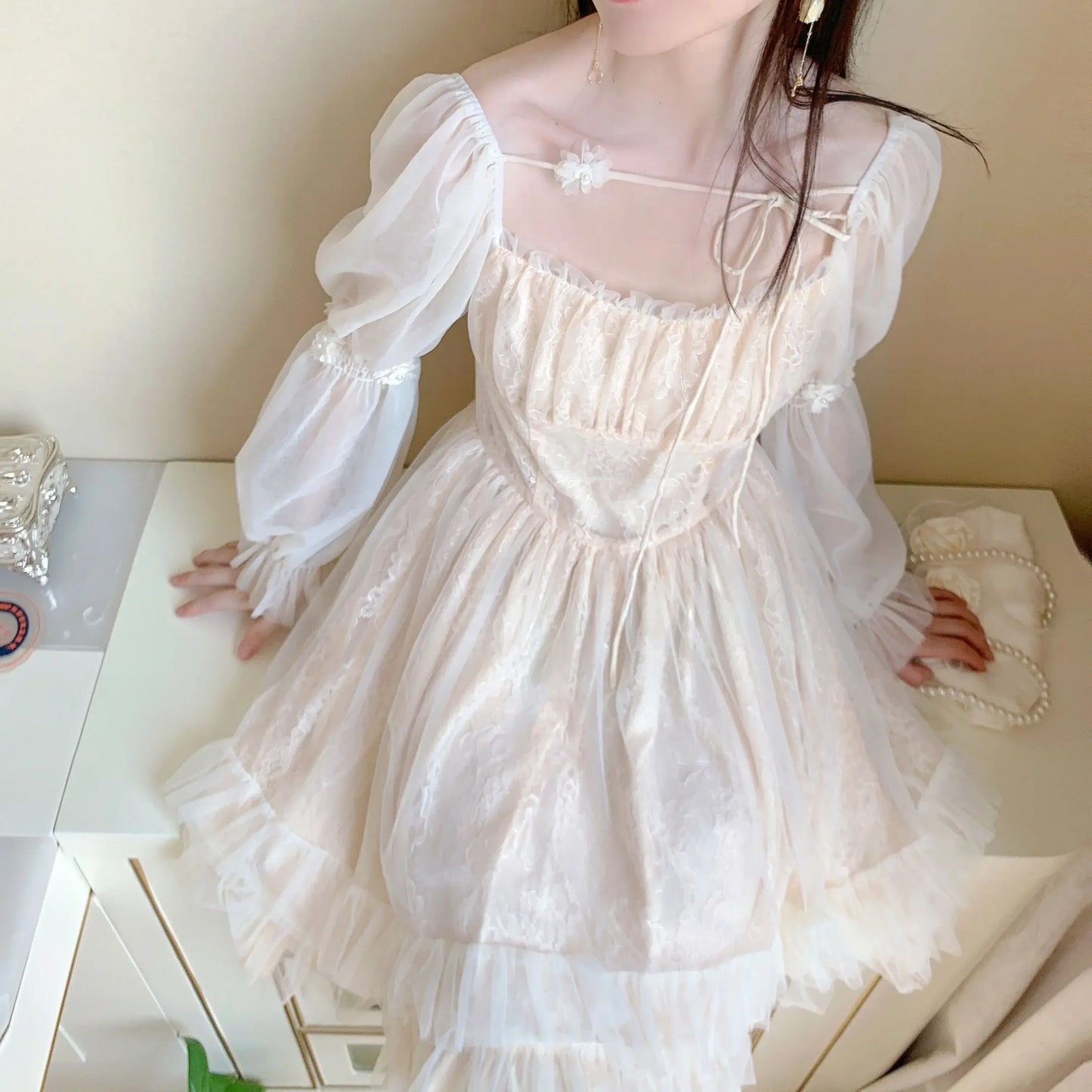 qgtao Lolita Kawaii Dress Women Casual Long Sleeve Vintage Y2k Mini Dress Female Japanese Style One Piece Dress Korean 2024 Spring