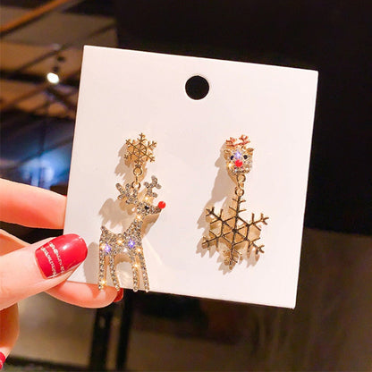 Cute Christmas Elk Dangle Earrings For Women Charm Xmas Deer Star Bowknot Round Ball Drop Earring Girls New Year Party Jewelry