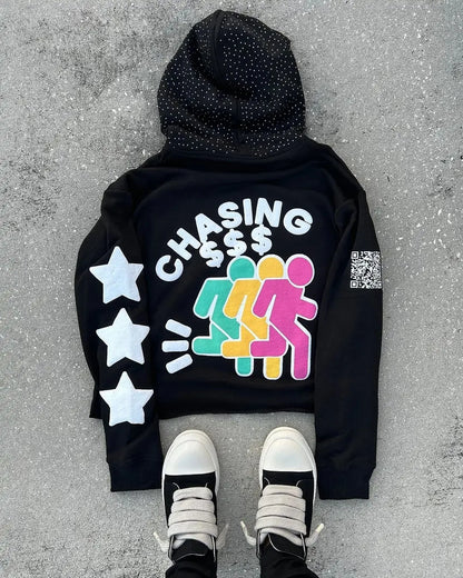 Y2k Vintage Casual Hip Hop Print Zip Up Hoodies Aesthetic Gothic Fashion Long Sleeve Hooded Sweatshirt Clothes Women Man