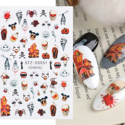3D Christmas Sticker for Nails Cute Cartoon Sliders Snowflake Elk Xmas Tree Decal Gel Polisn Manicure Nail Art Decor SACA717-724