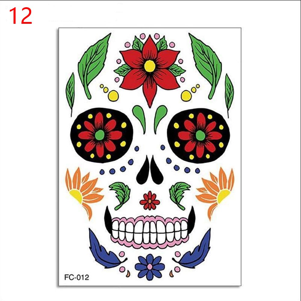 Waterproof Facial Makeup Sticker Special Face tattoo Day Of The Dead Skull Face Dress Up Halloween Temporary Tattoo Stickers