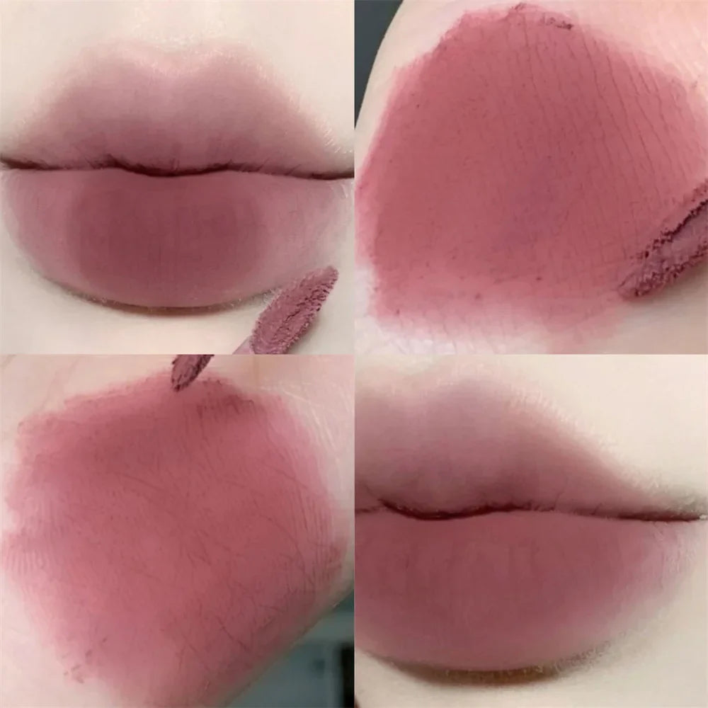 qgtao Lovely Strawberry Matte Liquid Lipstick Velvet Nude Red Lip Gloss Long Lasting Non-stick Cup Lip Mud Tint Cream Makeup Cosmetics