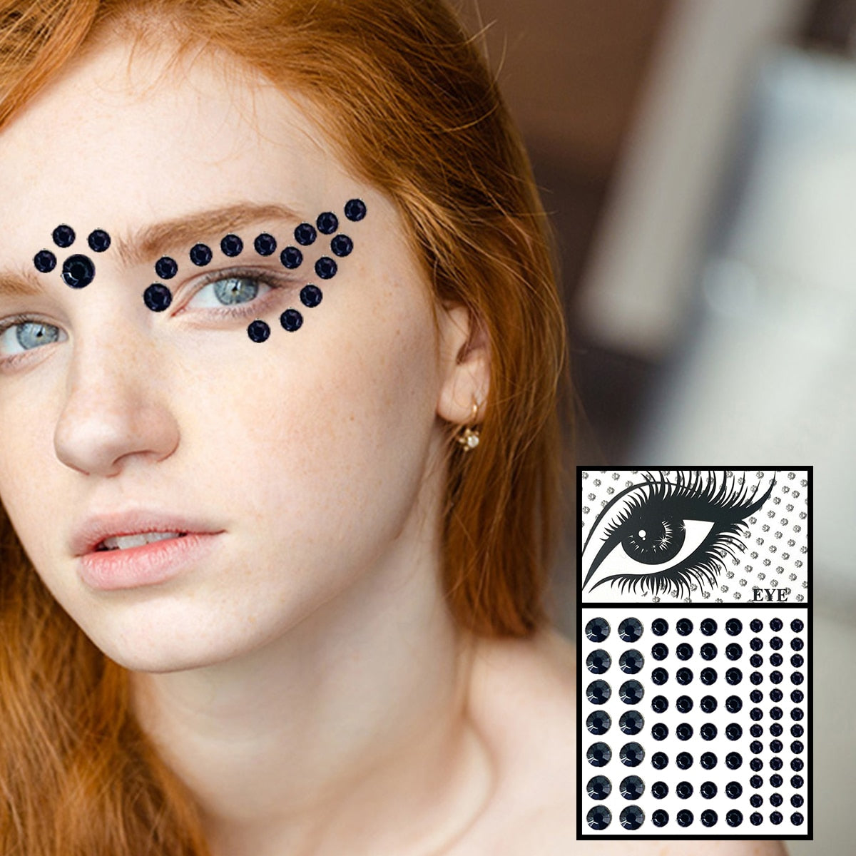 Face Gems Temporary Tattoos Eye Eyeshadow Diamonds Pearl Jewels Makeup Sticker Glitter Dots Jewelry Nail Art Halloween Festival