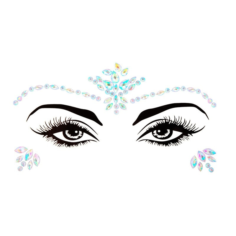 Face Festival Stickers 3D Eyebrow Diamond Temporary Tattoo Kids Show Makeup Halloween Party DIY Face Jewelry Tattoo Decoration