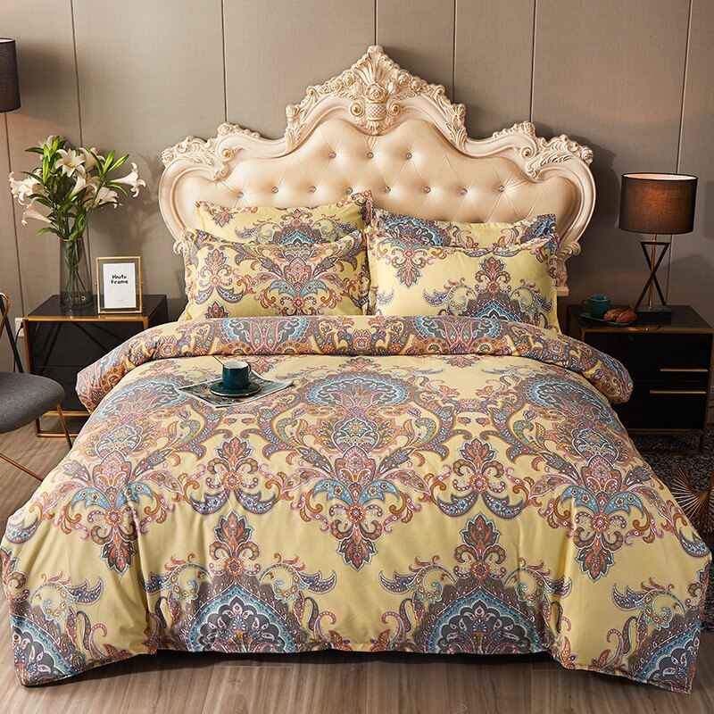 Yeknu 4pcs Set Winter Soft Nordic Double Bed Bedding Set Luxury Jacquard Non-irritating Sheet Quilt Cover Pillowcase 200x230cm