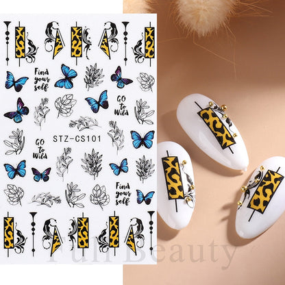 3D Christmas Sticker for Nails Cute Cartoon Sliders Snowflake Elk Xmas Tree Decal Gel Polisn Manicure Nail Art Decor SACA717-724