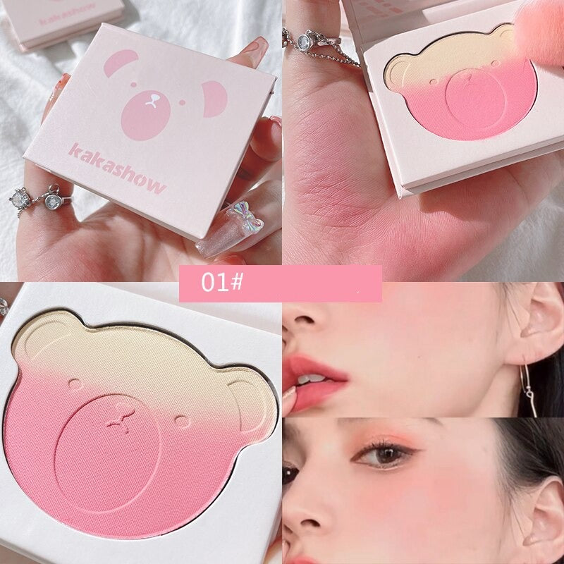 Lovely Bear Natural Matte Blusher Smooth Powder Pink Blush Long Lasting Waterproof Easy to wear Pigmented Cheek Makeup Cosmetics