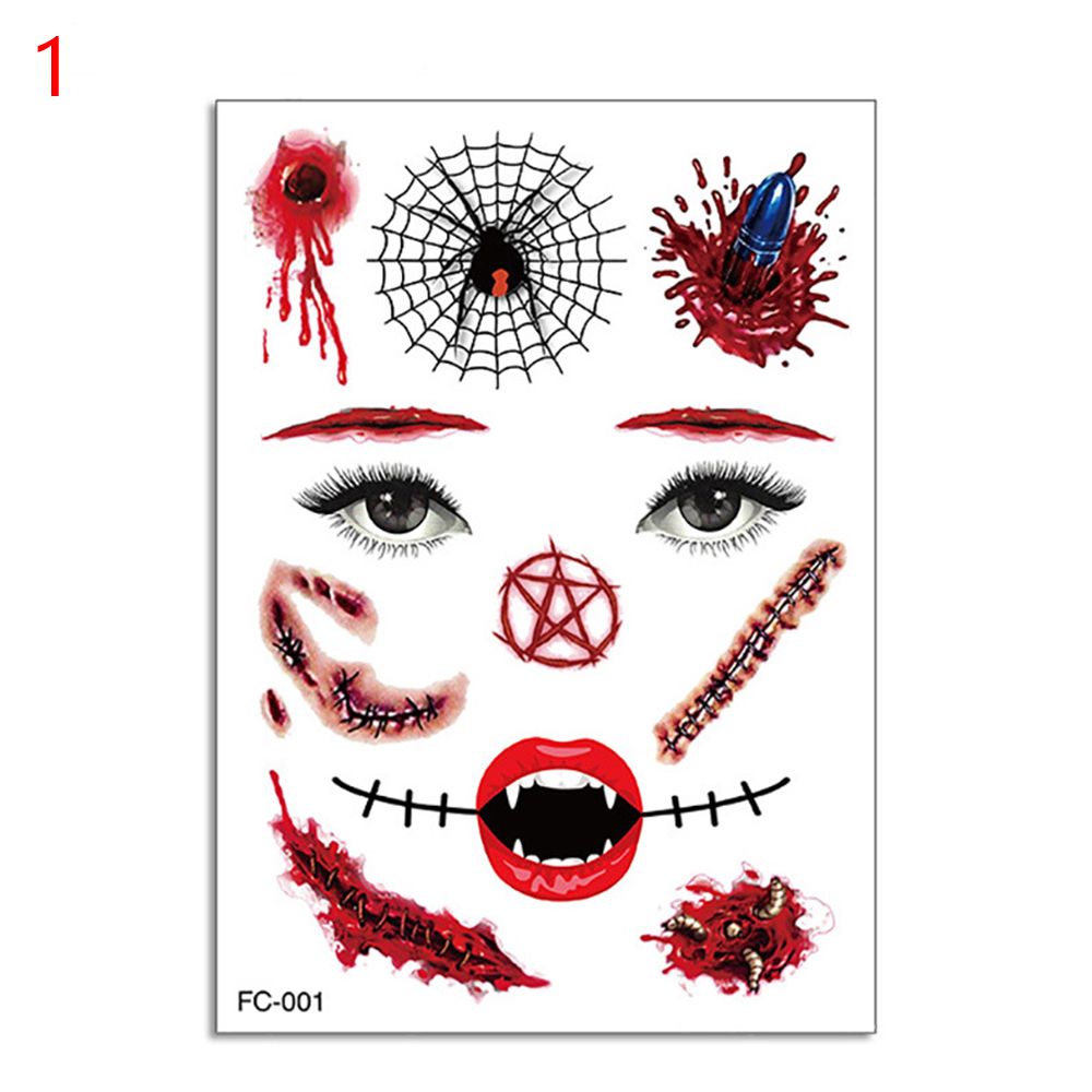 Waterproof Facial Makeup Sticker Special Face tattoo Day Of The Dead Skull Face Dress Up Halloween Temporary Tattoo Stickers