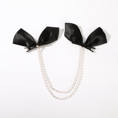 AWAYTR Tassel Elegant Vintage Bow Pearl Chain Hairpins Sweet Hair Decorate Headband Hair Clips For Fashion Hair Accessories