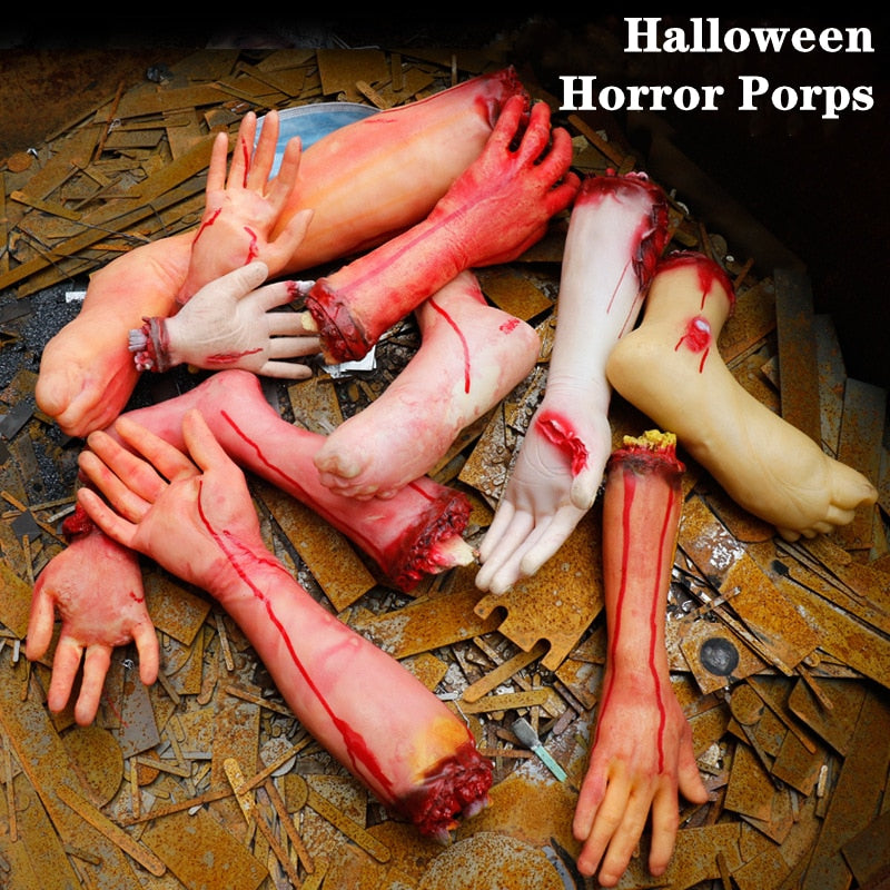 Halloween Decoration Party Horror Props Bloody Fake Arm Hand Creepy Finger Foot Scary Halloween Party Decor For Home Outdoor