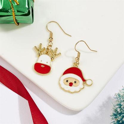 Cute Christmas Elk Dangle Earrings For Women Charm Xmas Deer Star Bowknot Round Ball Drop Earring Girls New Year Party Jewelry
