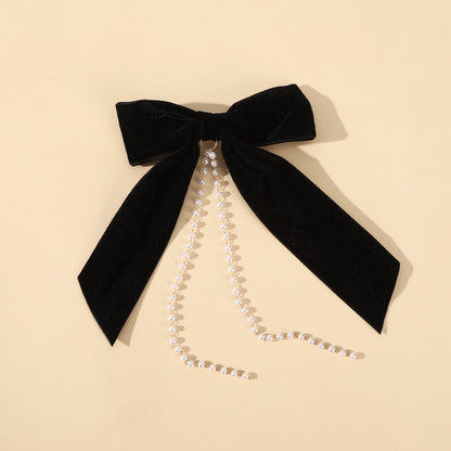 AWAYTR Tassel Elegant Vintage Bow Pearl Chain Hairpins Sweet Hair Decorate Headband Hair Clips For Fashion Hair Accessories