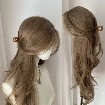 OKLULU  -  Light Brown Wig for Women Long Wavy Hair Synthetic Wig for Daily Life Cosplay Lolita Heat Resistant Headband Wigs