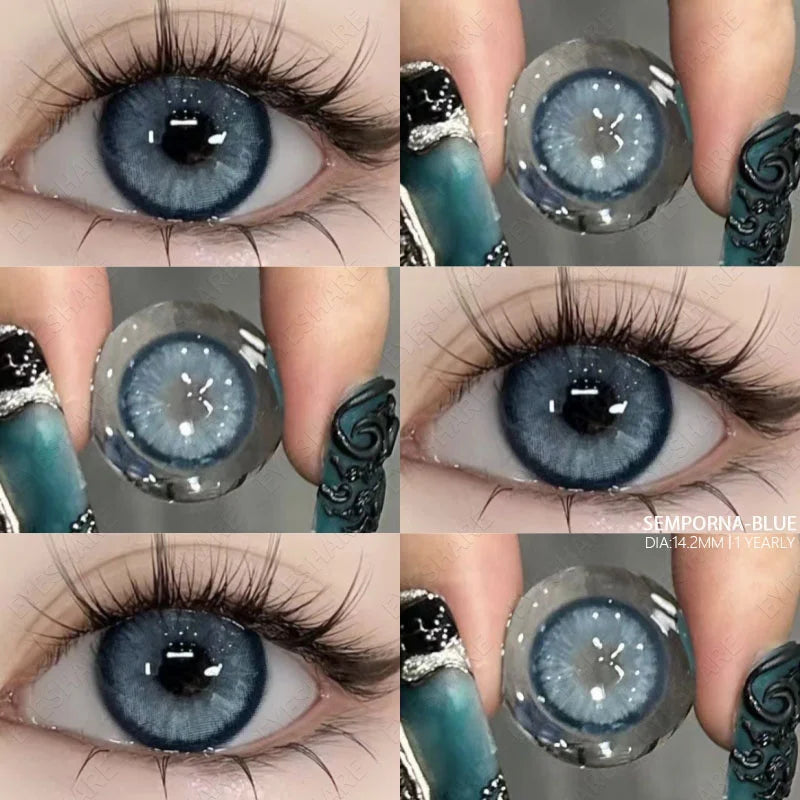 Colored Contact Lenses 1pair Natural Eye Lens Blue Eye Lenses Brown Lenses Gray Pupils Yearly Cosmetic Green Contacts