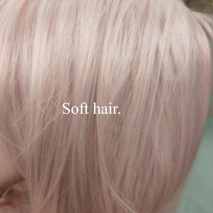 qgtao  -  Baby Pink Wig with Bangs Long Wavy Hair Lolita Wig for Women 24inch Natural Daily Use Cosplay Wave Headband Wigs