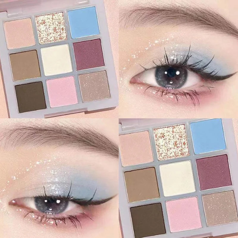 qgtao  -  Orange Nine Color Eye Shadow Plate Long Lasting 9 Colors Eyes Makeup Makeup Tool Transparent Acrylic Eyeshadow Palette