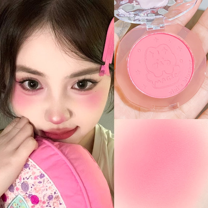 Embossed Cartoon Monochrome Blush Peach Cream Makeup Blush Palette Face Mineral Pigment Cheek Blusher Powder Korean Makeup Rouge