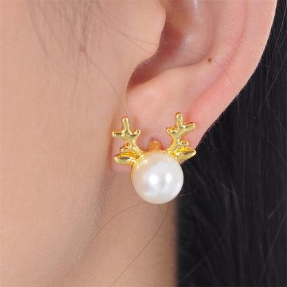 Cute Christmas Elk Dangle Earrings For Women Charm Xmas Deer Star Bowknot Round Ball Drop Earring Girls New Year Party Jewelry