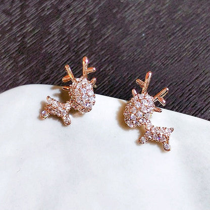 Cute Christmas Elk Dangle Earrings For Women Charm Xmas Deer Star Bowknot Round Ball Drop Earring Girls New Year Party Jewelry