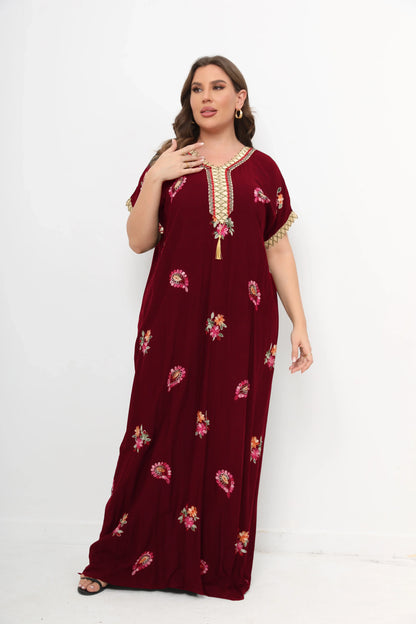 qgtao 2 Pieces Set African Dresses For Women Cotton O-neck Jilbab Short Sleeves Kaftan Dubai Abaya Hijab Muslim Plus Size Robe