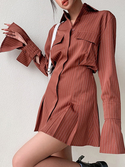 Waist Flare Shirt Dress
