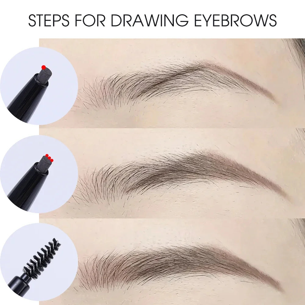 qgtao  -  Waterproof Rotatable Coffee Brown Gray Eyebrow Pencil Lasting No Blooming Smooth Matte Double Head Eyebrow Tattoo Pen Makeup