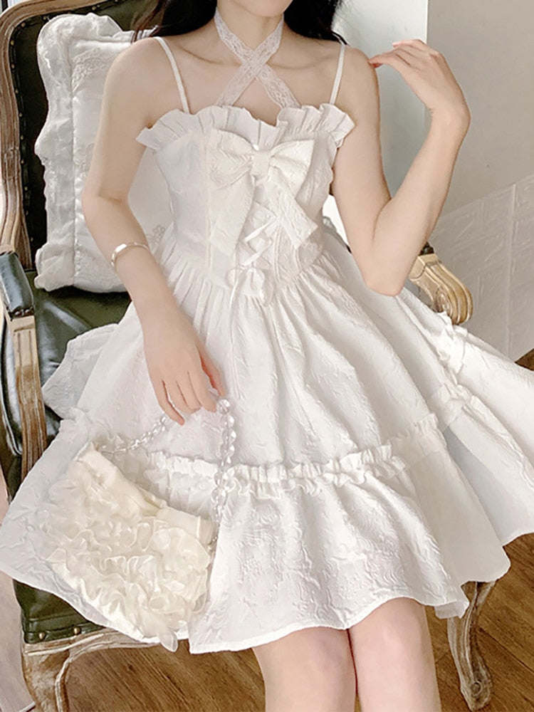 Summer White Lolita Mini Dress