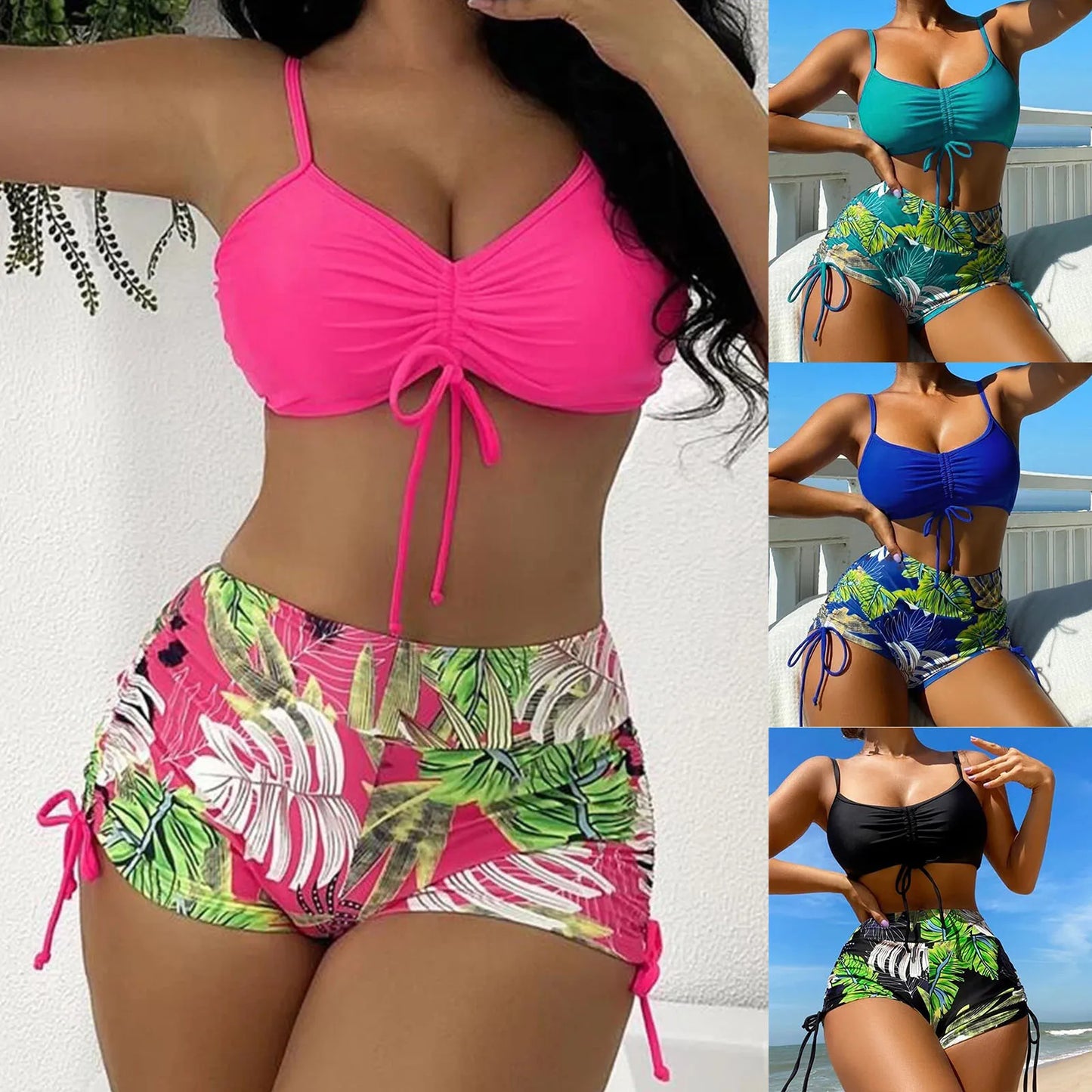 qgtao Summer Print Swimsuits Tankini Sets Female Swimwear Sports Beach Wear Two-Piece Bathing Suit Girls Pool Women Swimming Suit 2024