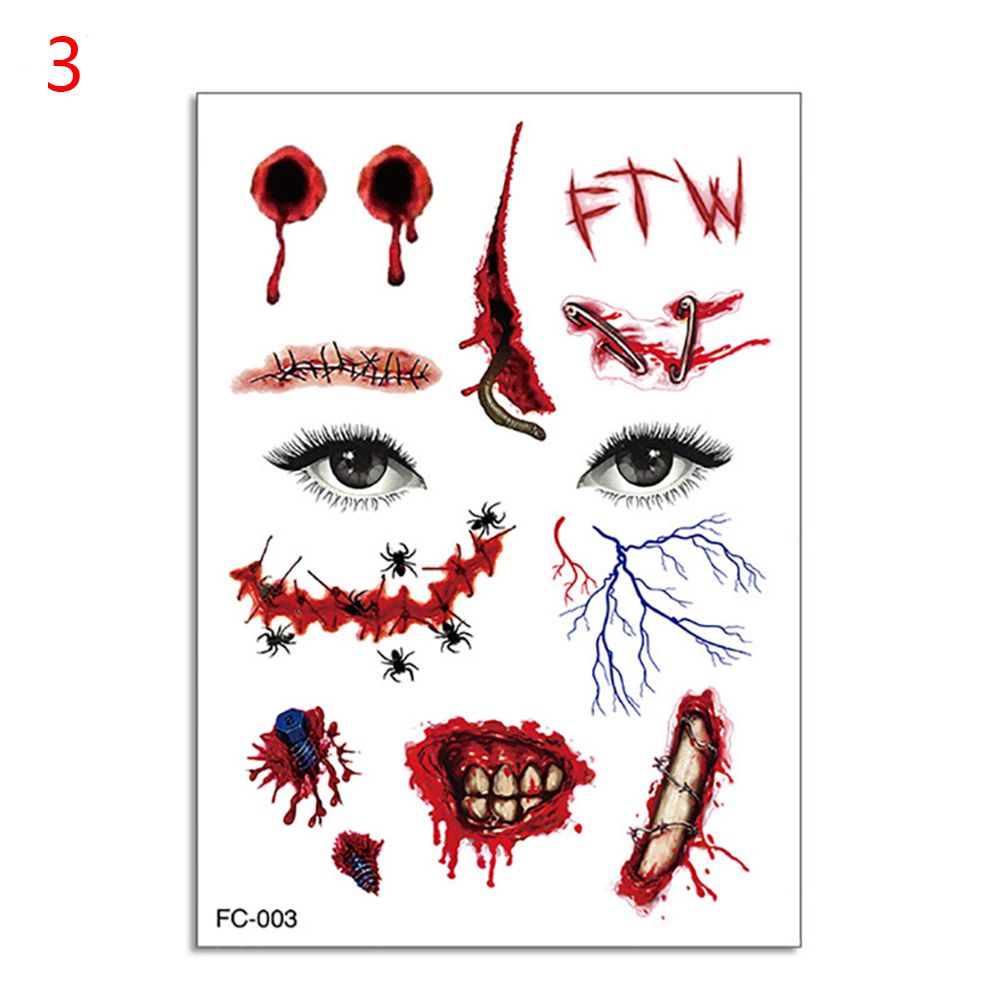 Waterproof Facial Makeup Sticker Special Face tattoo Day Of The Dead Skull Face Dress Up Halloween Temporary Tattoo Stickers