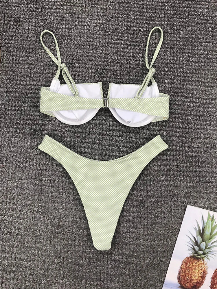 qgtao 2024 New Sexy V Neck Bikini Swimwear Women Two Pieces Swimsuit Push Up Bikini Set Brazilian Bathing Suit Beachwear Swimming Suit