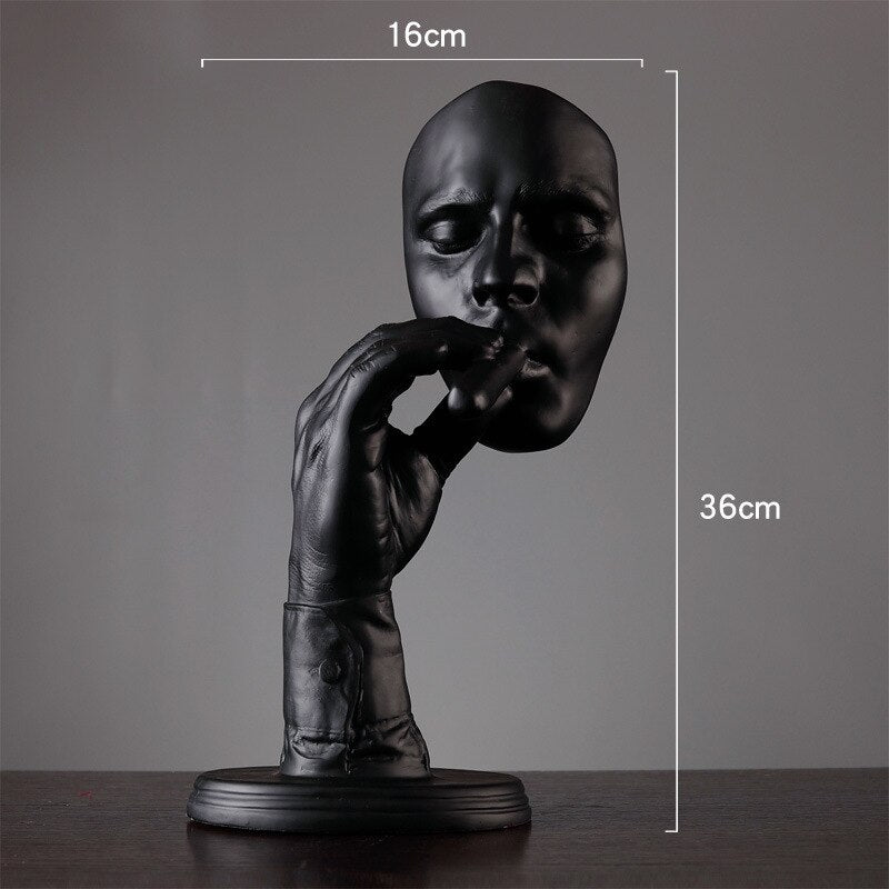 qgtao  Retro editators Abstract Sculpture an Smoking Cigar Creative Face Statue Character Resin Figurine Artwork Home Decorations