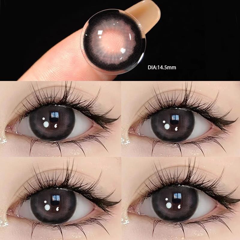 1Pair Color Contact Lenses For Eye Natural Gray Eyes with Myopia Prescription High Quality Color Lens Makeup Yearly New