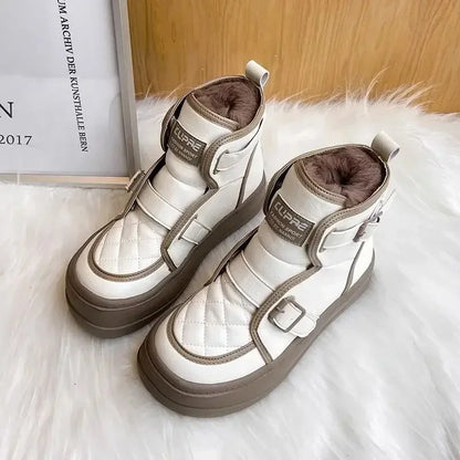 qgtao Shoes for Women Sports Platform Black Chunky Womens Snow Boots Round Toe White Leather Sneakers Comfrtable Winter Footwear 2024
