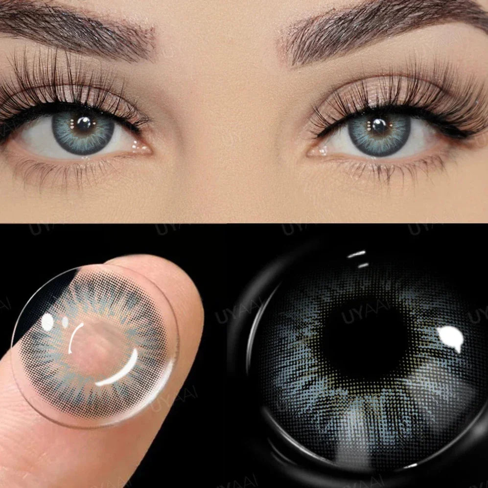 qgtao -0.75 to -6.00 Natural Graduation Colored Eyes Lenses with Degree Colored Contact Lenses with Diopters Gray Colored Pupils