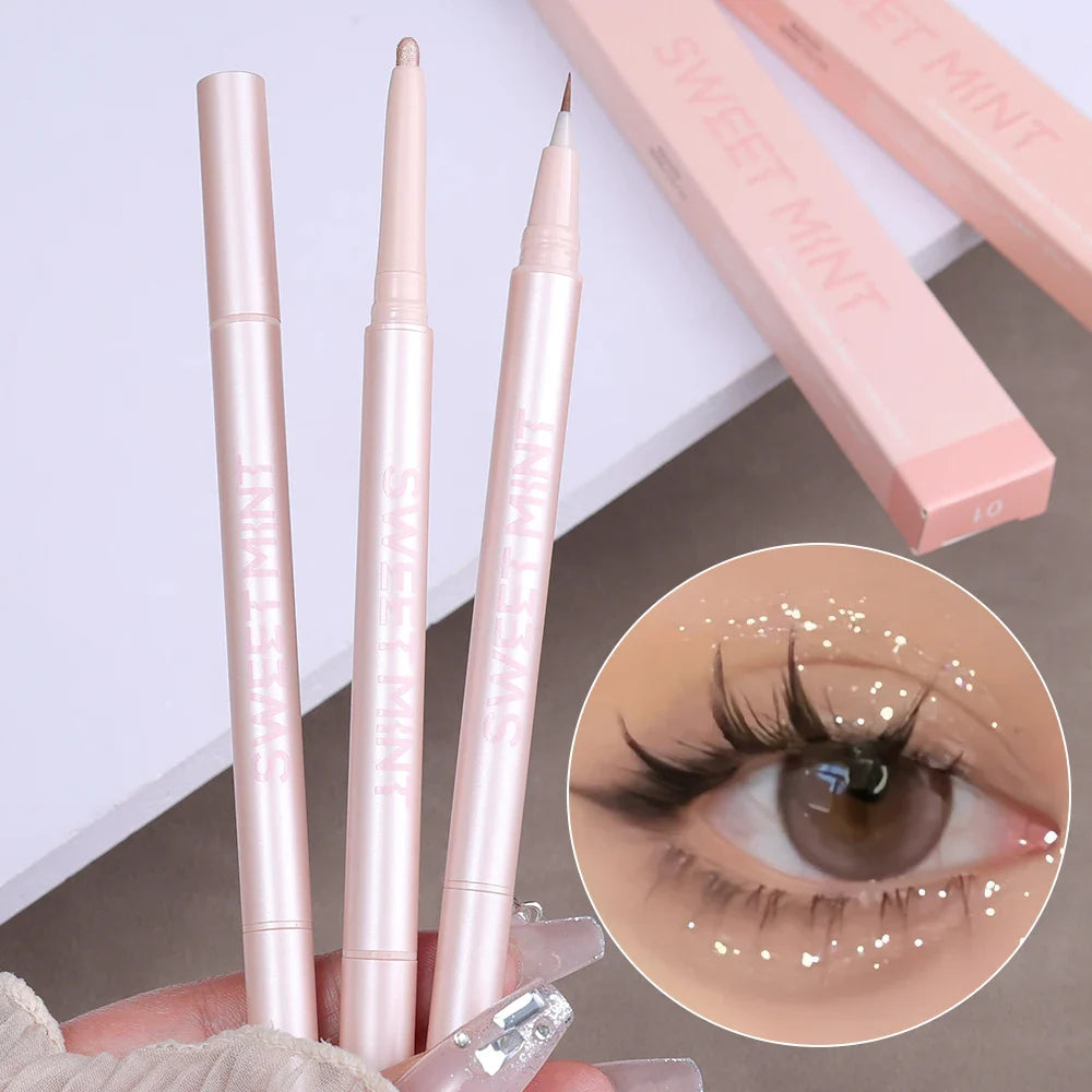 qgtao Double Ended Lying Silkworm Pencil Highlighter Makeup Pen enlarge eyes Under Eye Highlighter Makeup Stick Slim & soft  tip