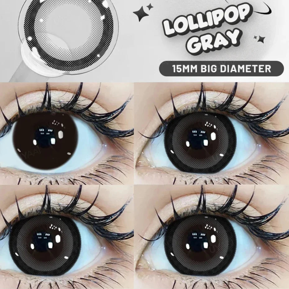 qgtao 15mm Big Diameter Black Lenses 14.5mm Lenses  Colored Contact Lenses for Eyes Big Eye Lenses Natural Look Lenses