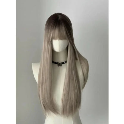 qgtao  -  EMO Wigs Ombre Long Straight Hair Asian Gradient Picking European and American Style Headband Wig for Daily Use Cosplay  가발